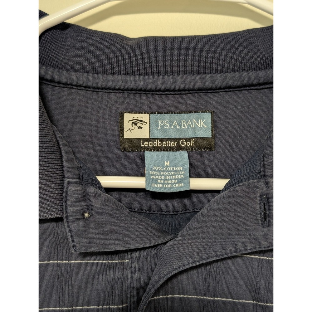 Jos. A. Bank Leadbetter Golf Mens Medium Navy Blue Striped Polo Shirt M - Picture 2 of 6